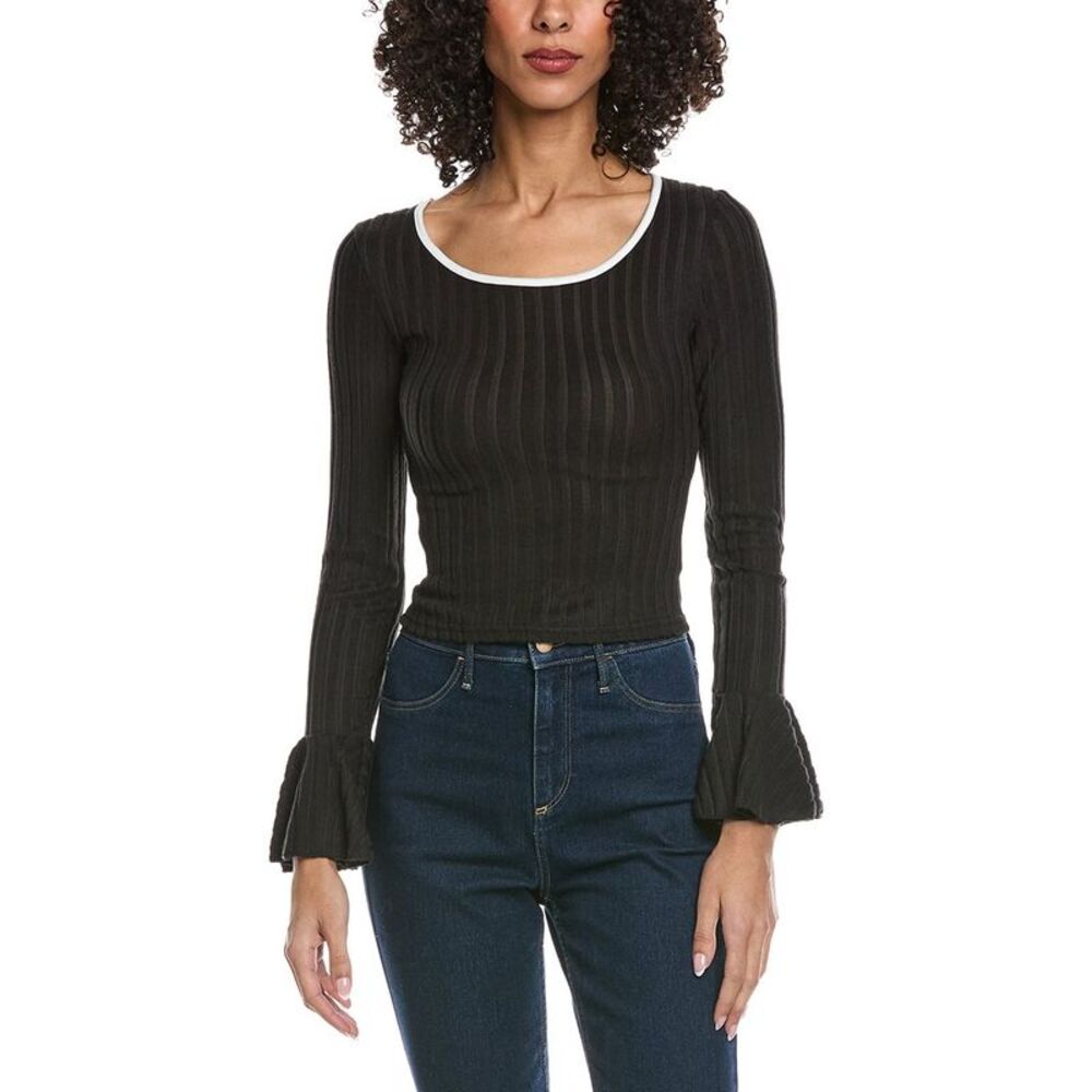 Madison Miles Womens  Knit Top, Black